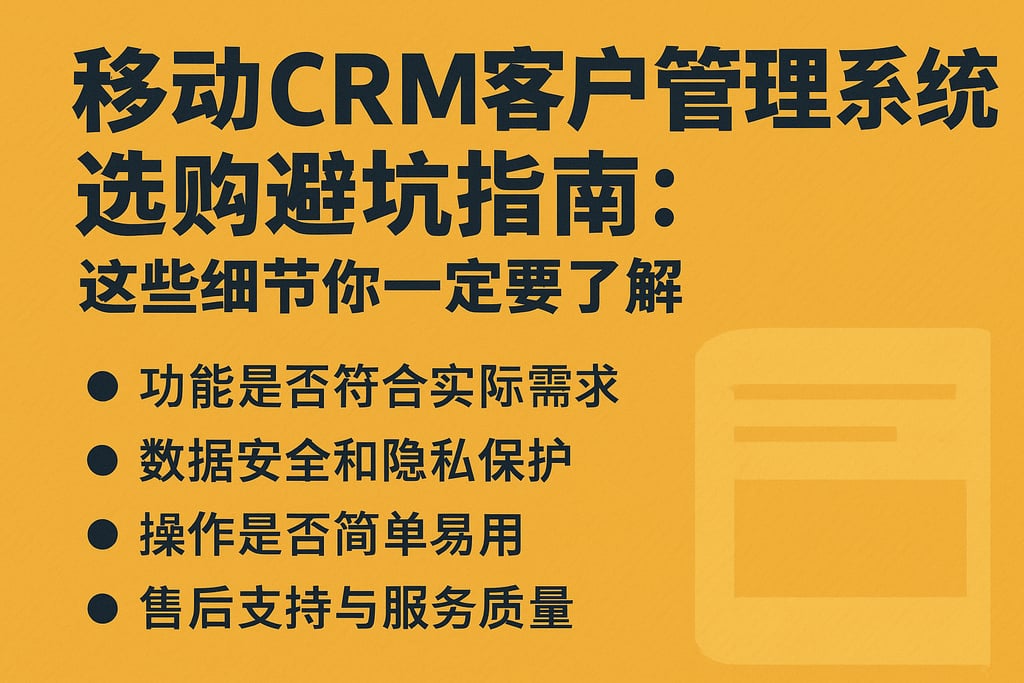 移动CRM客户管理系统选购避坑指南：这些细节你一定要了解