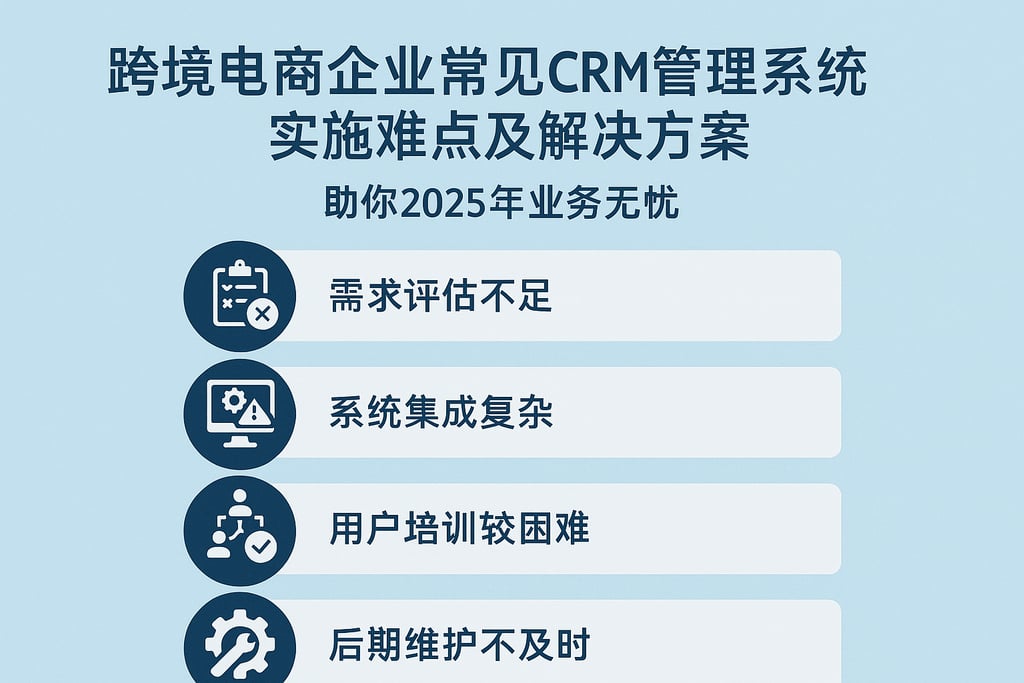 跨境电商企业常见CRM管理系统实施难点及解决方案，助你2025年业务无忧