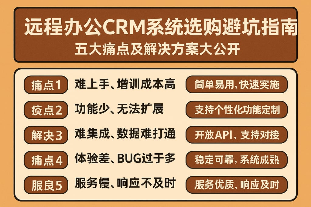 远程办公CRM系统选购避坑指南，五大痛点及解决方案大公开