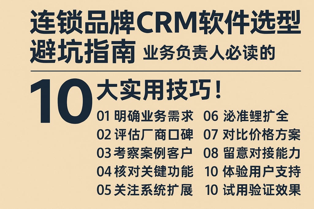 连锁品牌CRM软件选型避坑指南，业务负责人必读的10大实用技巧！