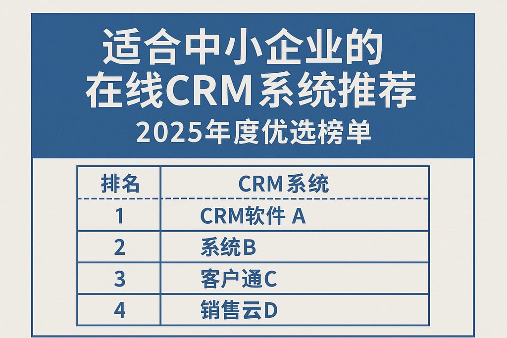 适合中小企业的在线CRM系统推荐，2025年度优选榜单