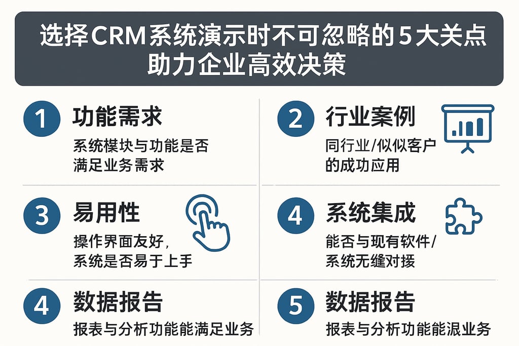 选择CRM系统演示时不可忽略的5大关键点，助力企业高效决策