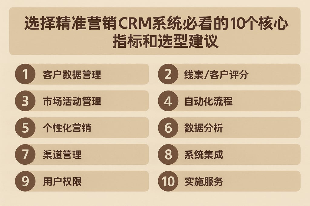 选择精准营销CRM系统必看的10个核心指标和选型建议