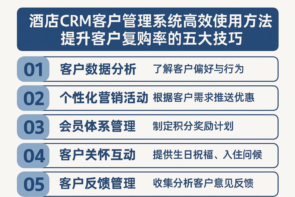 酒店CRM客户管理系统高效使用方法，提升客户复购率的五大技巧