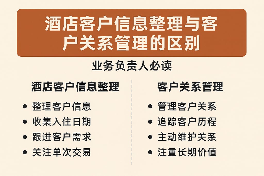 酒店客户信息整理与客户关系管理的区别，业务负责人必读