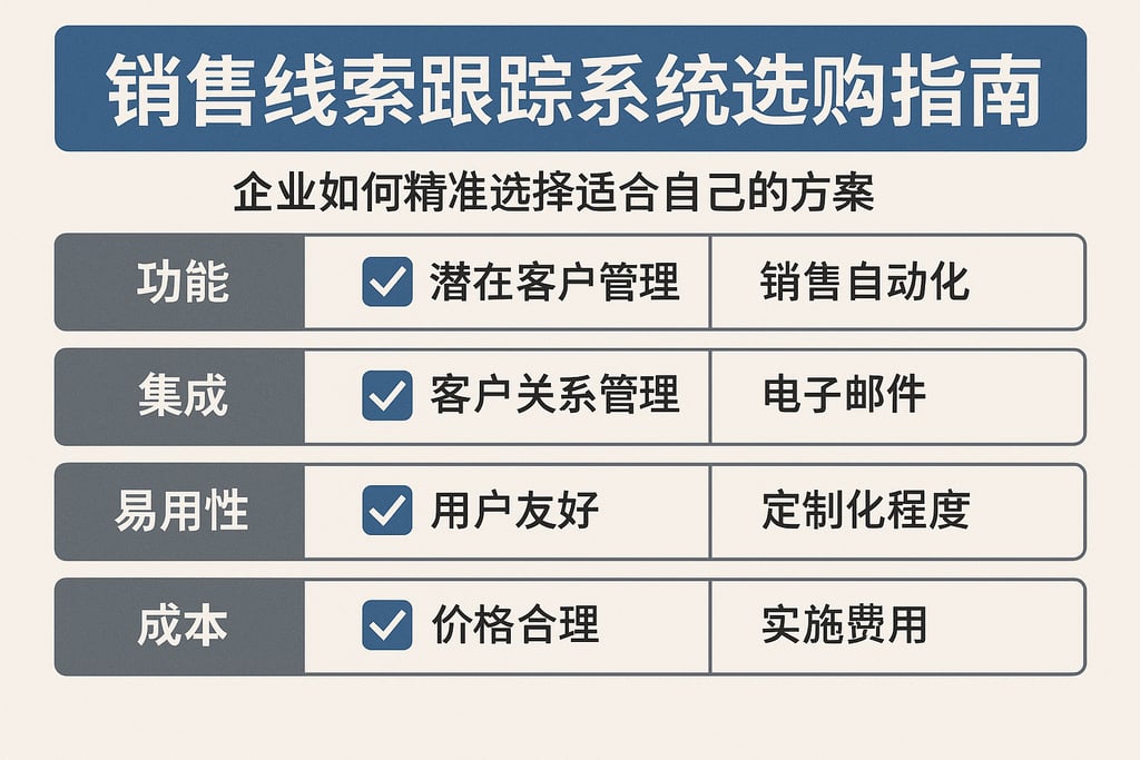 销售线索跟踪系统选购指南：企业如何精准选择适合自己的方案
