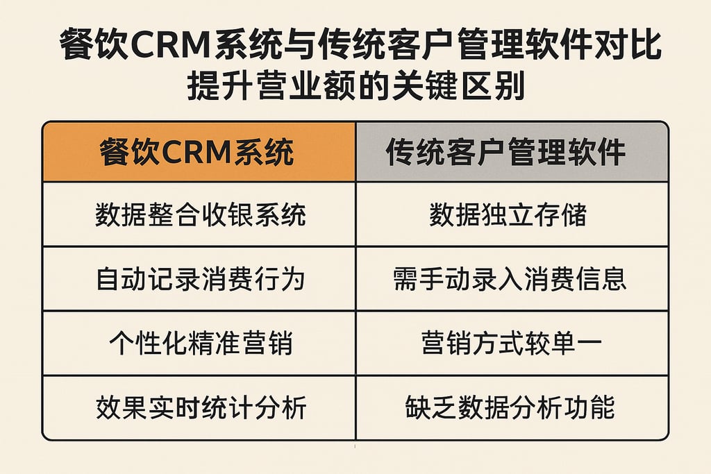 餐饮CRM系统与传统客户管理软件对比，提升营业额的关键区别