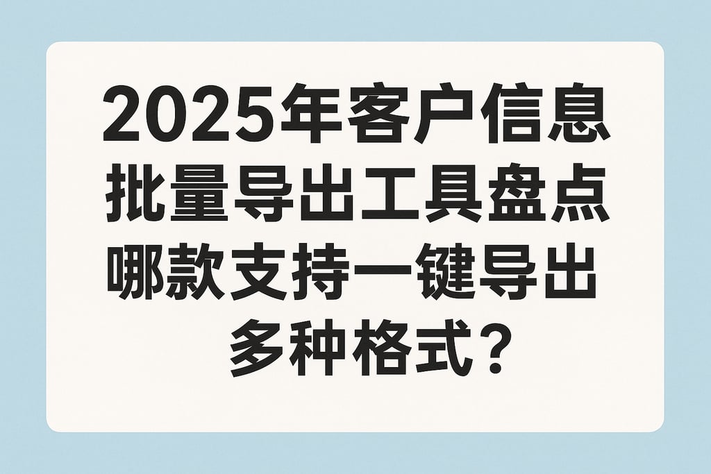 2025年客户信息批量导出工具盘点，哪款支持一键导出多种格式？