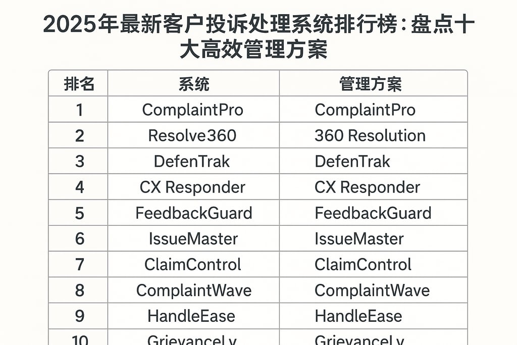 2025年最新客户投诉处理系统排行榜：盘点十大高效管理方案