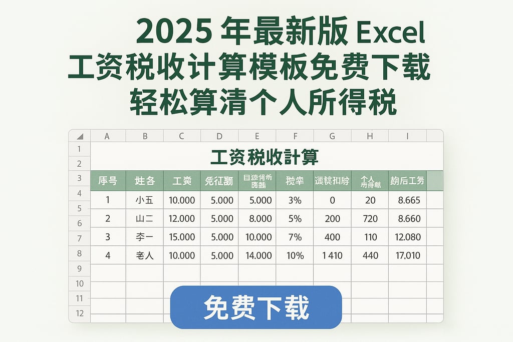 2025年最新版excel工资税收计算模板免费下载，轻松算清个人所得税