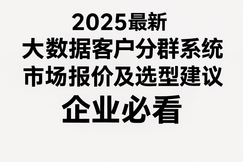 2025最新大数据客户分群系统市场报价及选型建议，企业必看