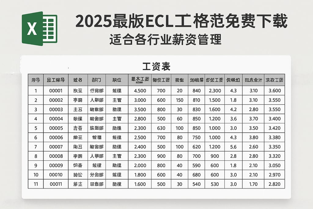 2025最新版excel工资表格范本免费下载，适合各行业薪资管理