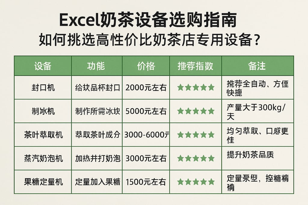 Excel奶茶设备选购指南：如何挑选高性价比奶茶店专用设备？