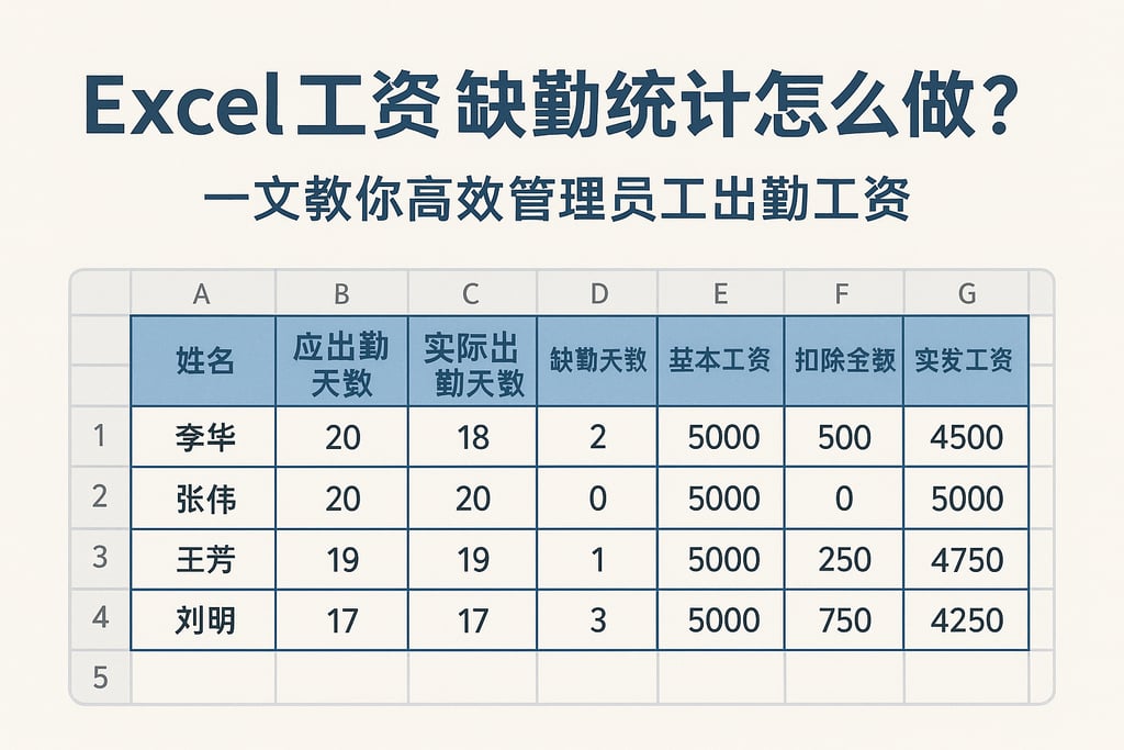 Excel工资缺勤统计怎么做？一文教你高效管理员工出勤工资