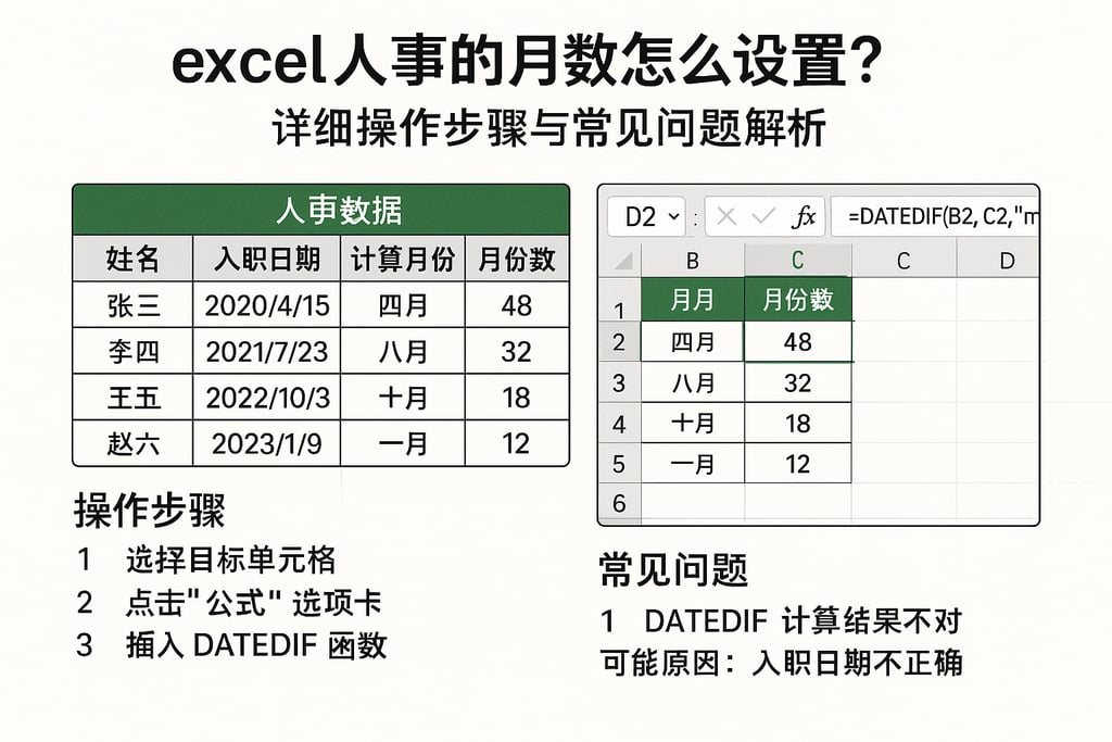 excel人事的月数怎么设置？详细操作步骤与常见问题解析
