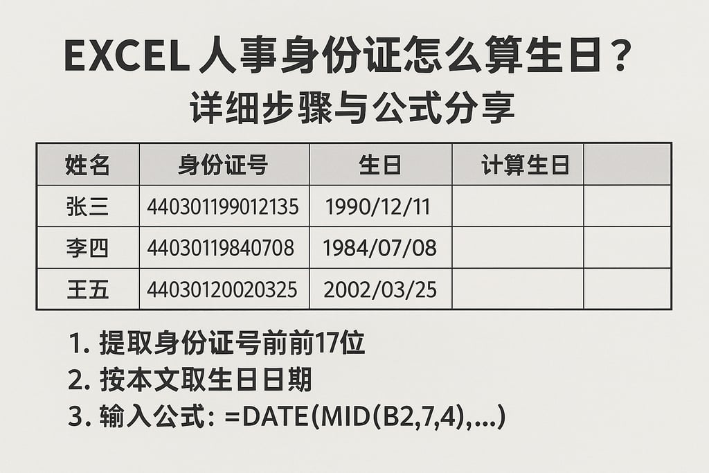 excel人事身份证怎么算生日？详细步骤与公式分享