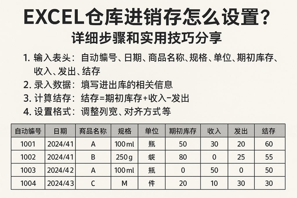 excel仓库进销存怎么设置？详细步骤和实用技巧分享