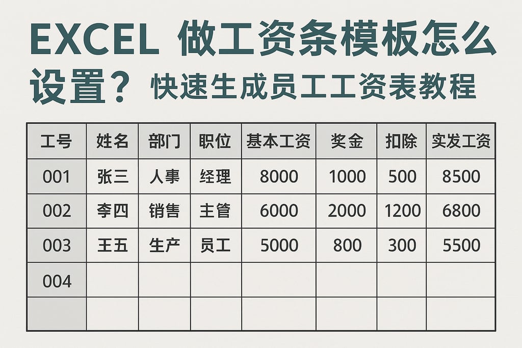 excel做工资条模板怎么设置？快速生成员工工资表教程