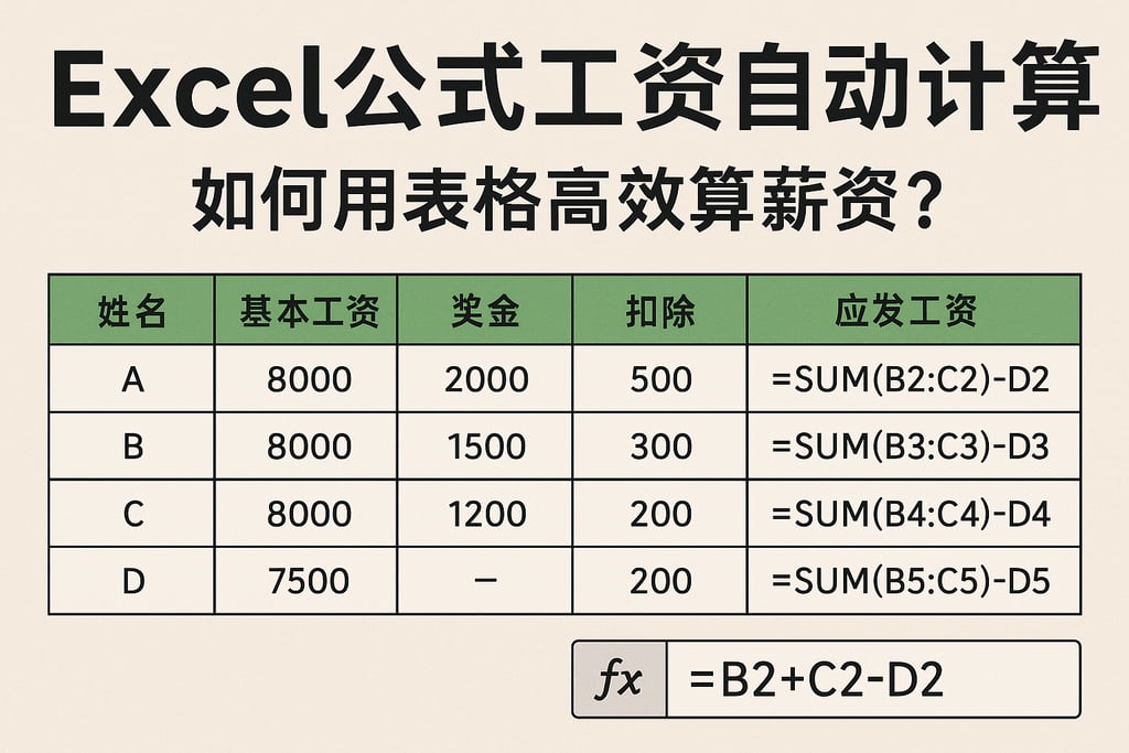 excel公式工资自动计算教程，如何用表格高效算薪资？
