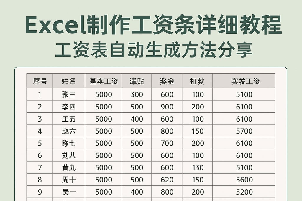 excel制作工资条详细教程，工资表自动生成方法分享