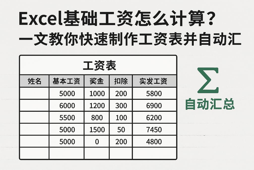 excel基础工资怎么计算？一文教你快速制作工资表并自动汇总