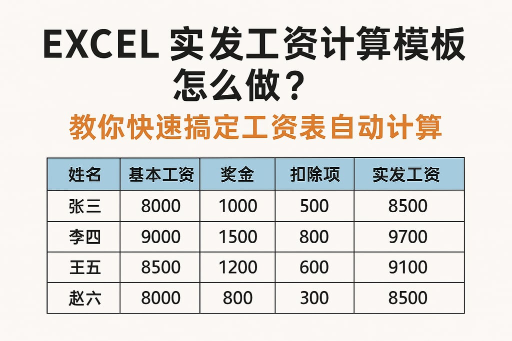 excel实发工资计算模板怎么做？教你快速搞定工资表自动计算