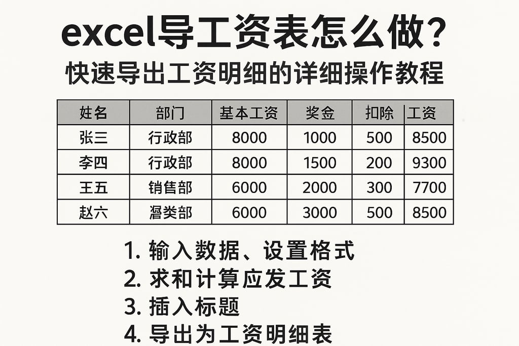 excel导工资表怎么做？快速导出工资明细的详细操作教程