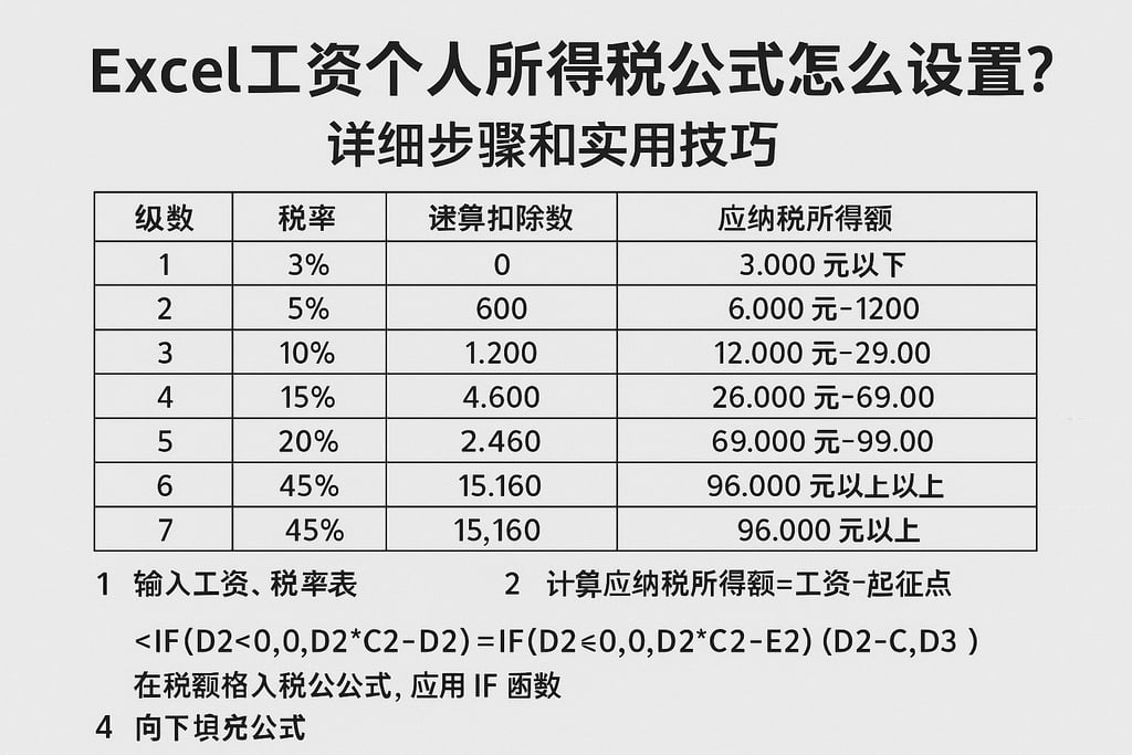 excel工资个人所得税公式怎么设置？详细步骤和实用技巧