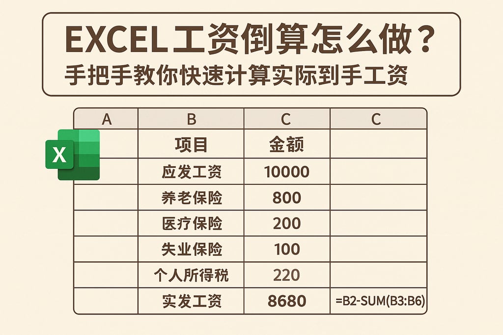 excel工资倒算怎么做？手把手教你快速计算实际到手工资