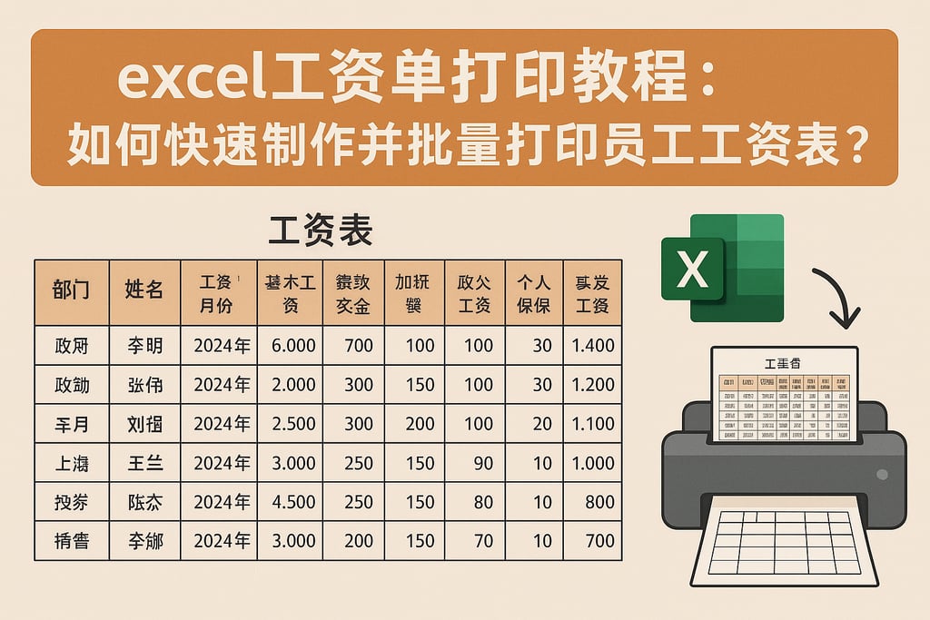 excel工资单打印教程：如何快速制作并批量打印员工工资表？