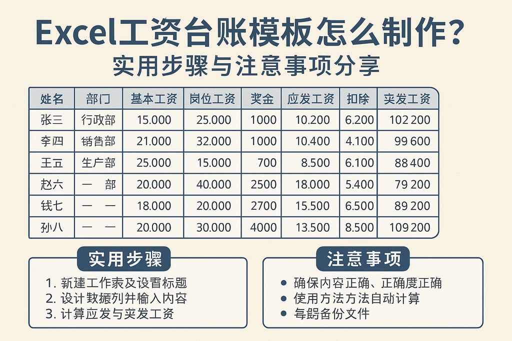 excel工资台账模板怎么制作？实用步骤与注意事项分享