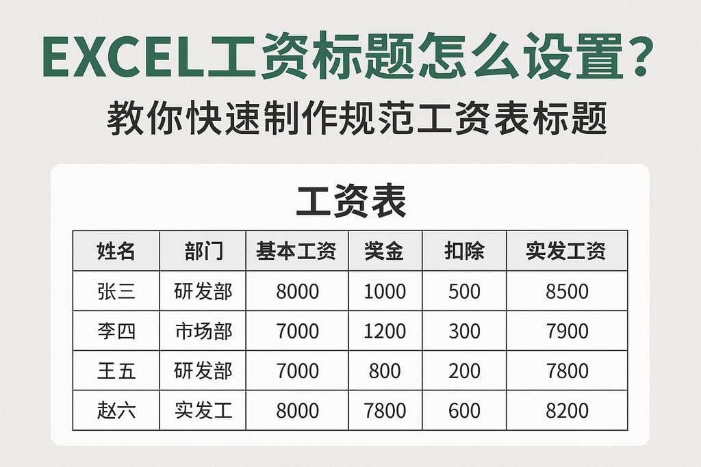 excel工资标题怎么设置？教你快速制作规范工资表标题