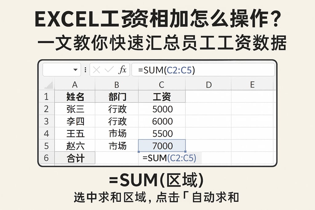 excel工资相加怎么操作？一文教你快速汇总员工工资数据
