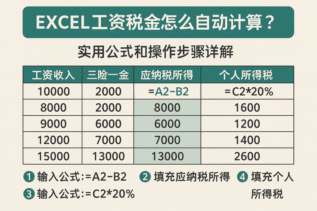 excel工资税金怎么自动计算？实用公式和操作步骤详解