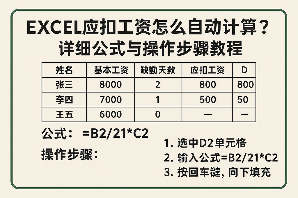 excel应扣工资怎么自动计算？详细公式与操作步骤教程