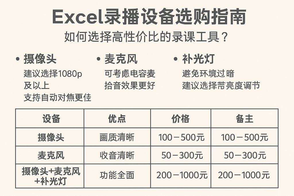 excel录播设备选购指南：如何选择高性价比的录课工具？