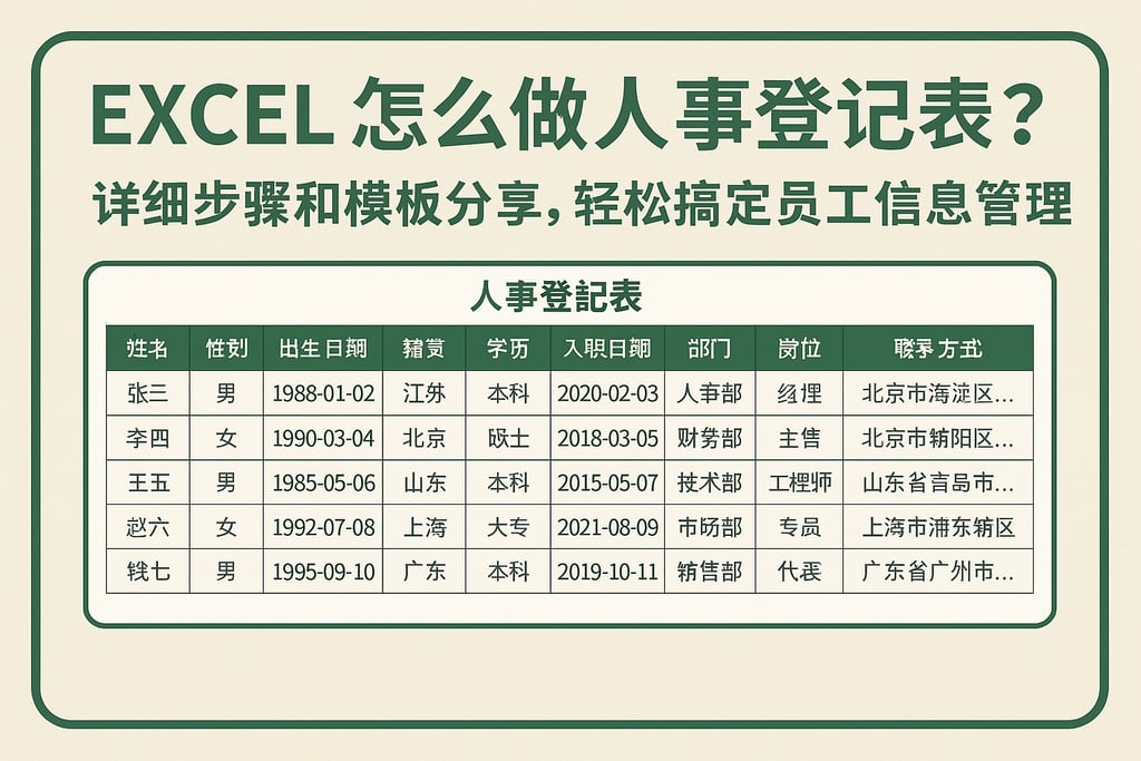 excel怎么做人事登记表？详细步骤和模板分享，轻松搞定员工信息管理