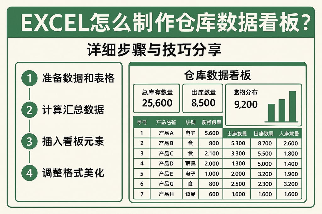excel怎么制作仓库数据看板？详细步骤与技巧分享