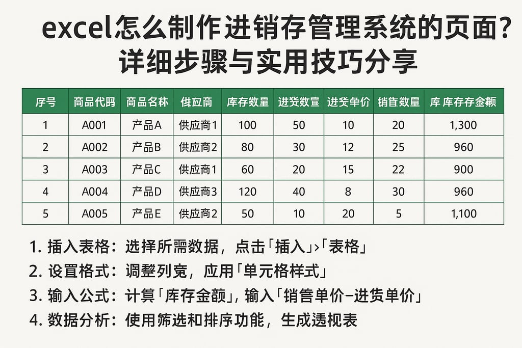 excel怎么制作进销存管理系统的页面？详细步骤与实用技巧分享