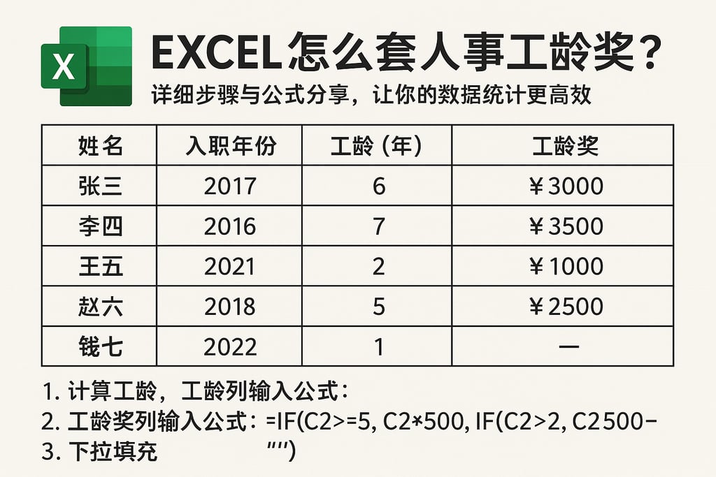 excel怎么套人事工龄奖？详细步骤与公式分享，让你的数据统计更高效