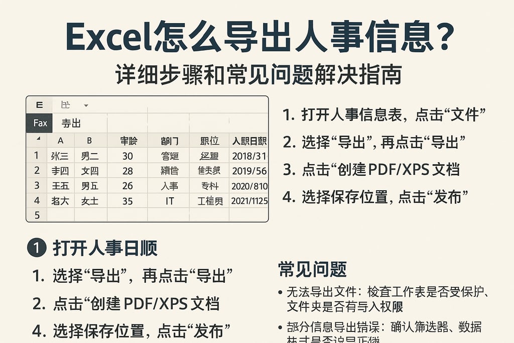 excel怎么导出人事信息？详细步骤和常见问题解决指南