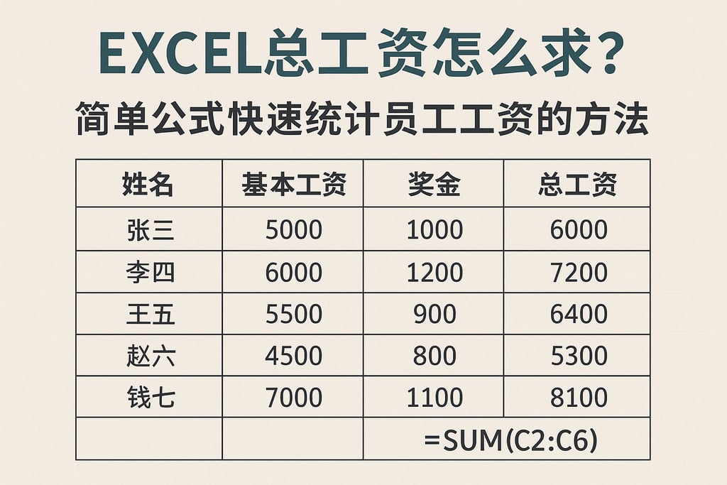 excel总工资怎么求？简单公式快速统计员工工资的方法