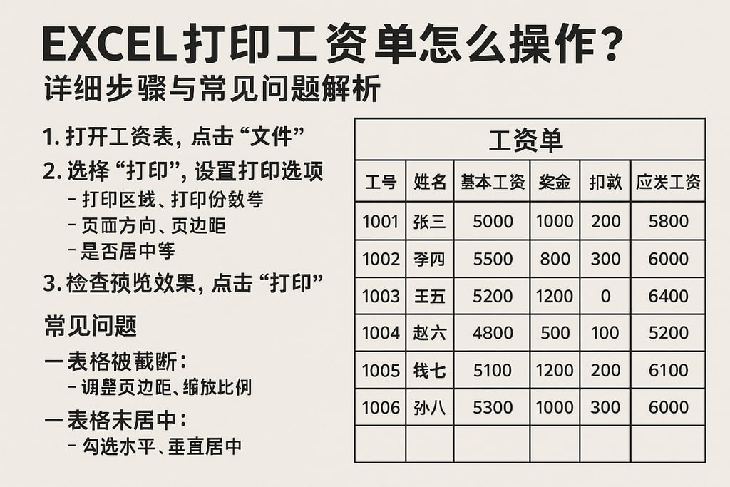 excel打印工资单怎么操作？详细步骤与常见问题解析