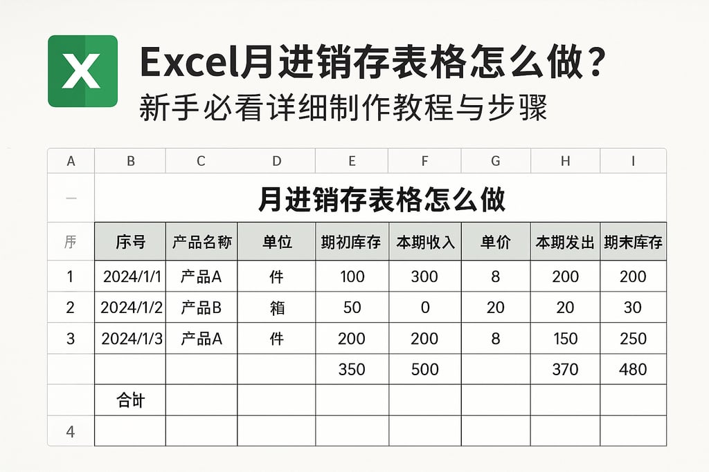 excel月进销存表格怎么做？新手必看详细制作教程与步骤