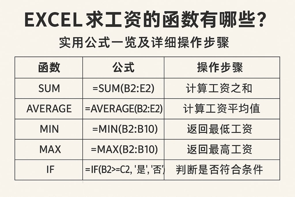 excel求工资的函数有哪些？实用公式一览及详细操作步骤