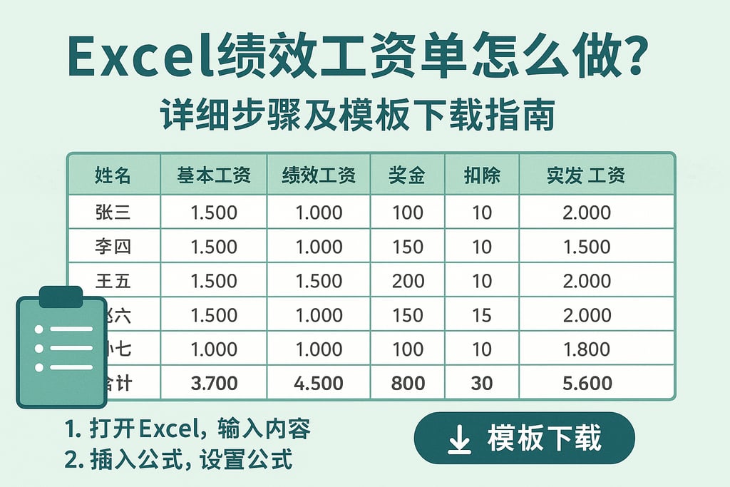 excel绩效工资单怎么做？详细步骤及模板下载指南