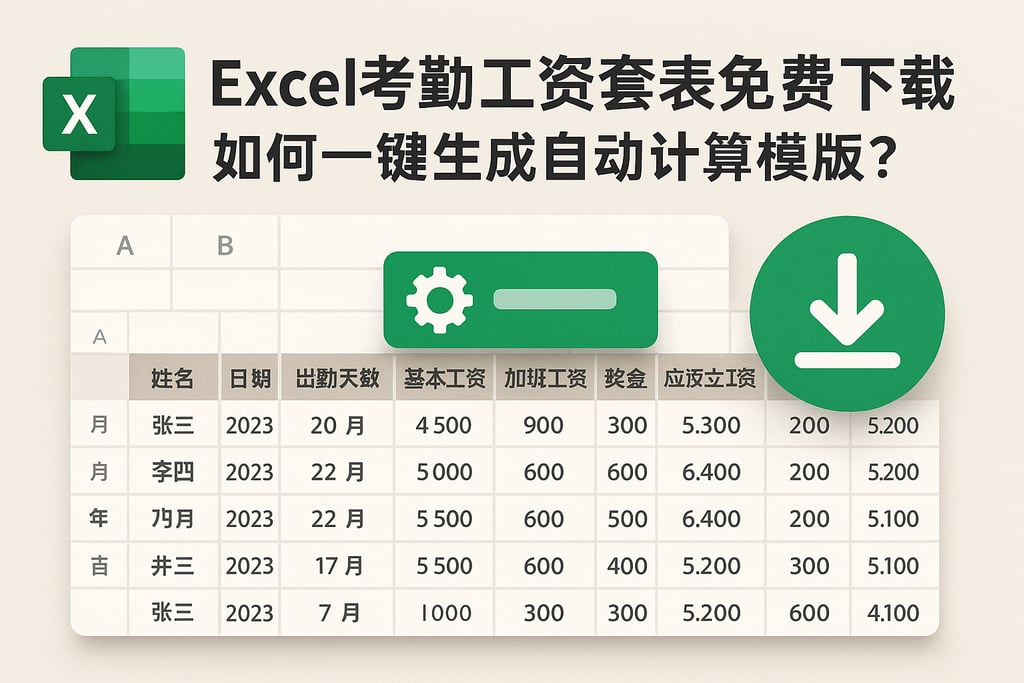 excel考勤工资套表免费下载，如何一键生成自动计算模板？