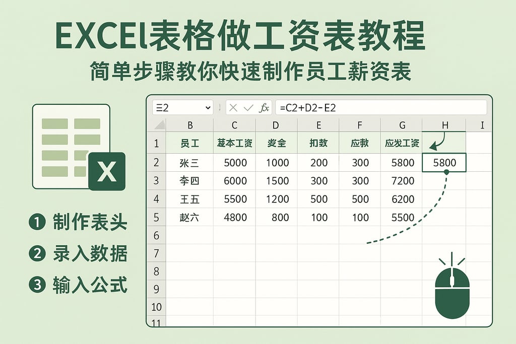 excel表格做工资表教程：简单步骤教你快速制作员工薪资表