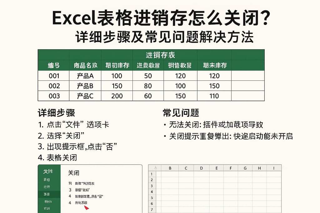 excel表格进销存怎么关闭？详细步骤及常见问题解决方法