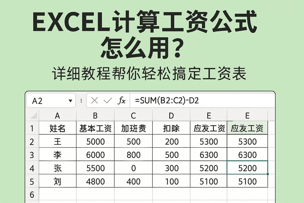 excel计算工资公式怎么用？详细教程帮你轻松搞定工资表
